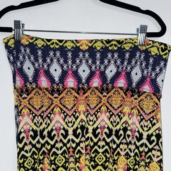 No Boundaries Womens Maxi Skirt L/G Multicolor Aztec Print Stretchy Fabric - Picture 3 of 9